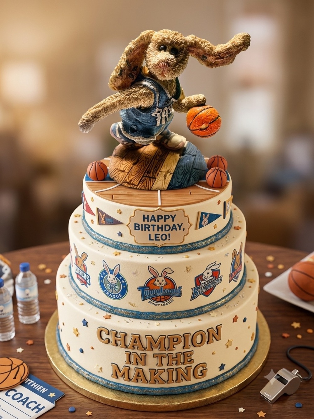 Collectible & numbered Boyds Bears Brown Bunny Basketball Cake Topper